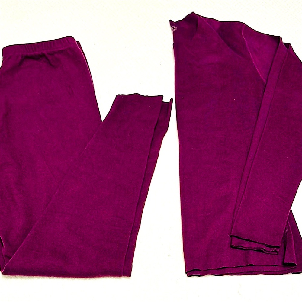 Dark Purple Thermal Long Sleeve Top and Pants Set, Size XS Women’s